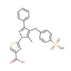 Cc1c(Cc2ccc(S(N)(=O)=O)cc2)c(-c2ccccc2)nn1-c1nc(C(=O)O)cs1 ZINC001772635106