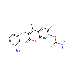 Cc1c(Cc2cccc(N)c2)c(=O)oc2cc(OC(=O)N(C)C)c(Cl)cc12 ZINC000103283460