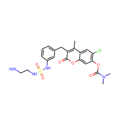 Cc1c(Cc2cccc(NS(=O)(=O)NCCN)c2)c(=O)oc2cc(OC(=O)N(C)C)c(Cl)cc12 ZINC000103283489