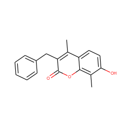 Cc1c(Cc2ccccc2)c(=O)oc2c(C)c(O)ccc12 ZINC000000407192