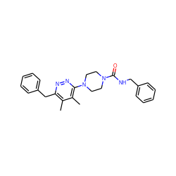 Cc1c(Cc2ccccc2)nnc(N2CCN(C(=O)NCc3ccccc3)CC2)c1C ZINC000117252932