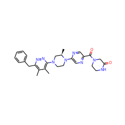 Cc1c(Cc2ccccc2)nnc(N2CCN(c3cnc(C(=O)N4CCNC(=O)C4)cn3)[C@H](C)C2)c1C ZINC000201144249