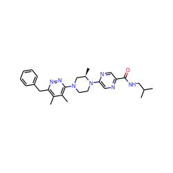 Cc1c(Cc2ccccc2)nnc(N2CCN(c3cnc(C(=O)NCC(C)C)cn3)[C@H](C)C2)c1C ZINC000201144970