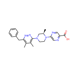 Cc1c(Cc2ccccc2)nnc(N2CCN(c3cnc(C(=O)O)cn3)[C@H](C)C2)c1C ZINC000167763478