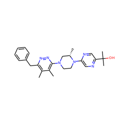 Cc1c(Cc2ccccc2)nnc(N2CCN(c3cnc(C(C)(C)O)cn3)[C@@H](C)C2)c1C ZINC000139555750