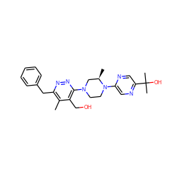 Cc1c(Cc2ccccc2)nnc(N2CCN(c3cnc(C(C)(C)O)cn3)[C@H](C)C2)c1CO ZINC000168334590