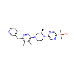 Cc1c(Cc2cccnc2)nnc(N2CCN(c3cnc(C(C)(C)O)cn3)[C@H](C)C2)c1C ZINC000168013850