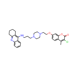 Cc1c(Cl)c(=O)oc2cc(OCCN3CCN(CCCNc4c5c(nc6ccccc46)CCCC5)CC3)ccc12 ZINC000299858070