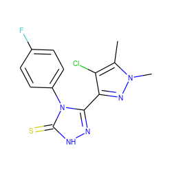 Cc1c(Cl)c(-c2n[nH]c(=S)n2-c2ccc(F)cc2)nn1C ZINC000006265961