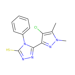 Cc1c(Cl)c(-c2nnc(S)n2-c2ccccc2)nn1C ZINC000006714270