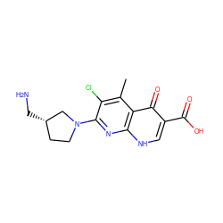 Cc1c(Cl)c(N2CC[C@H](CN)C2)nc2[nH]cc(C(=O)O)c(=O)c12 ZINC000063298541