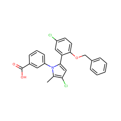 Cc1c(Cl)cc(-c2cc(Cl)ccc2OCc2ccccc2)n1-c1cccc(C(=O)O)c1 ZINC000040565797