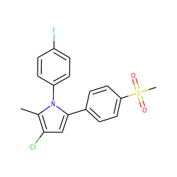 Cc1c(Cl)cc(-c2ccc(S(C)(=O)=O)cc2)n1-c1ccc(F)cc1 ZINC000013762074