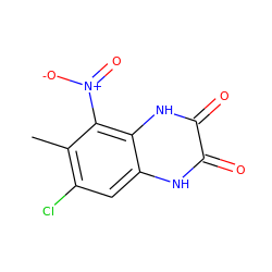 Cc1c(Cl)cc2[nH]c(=O)c(=O)[nH]c2c1[N+](=O)[O-] ZINC000000006737