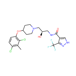 Cc1c(Cl)ccc(OC2CCN(C[C@H](O)CNC(=O)c3c[nH]nc3C(F)(F)F)CC2)c1Cl ZINC000095562951