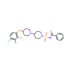 Cc1c(Cl)ccc(OC2CCN(C3CCN(S(=O)(=O)NC(=O)c4ccccc4)CC3)CC2)c1Cl ZINC000059533520