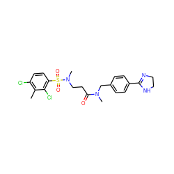 Cc1c(Cl)ccc(S(=O)(=O)N(C)CCC(=O)N(C)Cc2ccc(C3=NCCN3)cc2)c1Cl ZINC000084730447