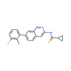 Cc1c(Cl)cccc1-c1ccc2cc(NC(=O)C3CC3)ncc2c1 ZINC000169699926