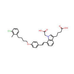 Cc1c(Cl)cccc1CCCCOc1ccc(/C=C/c2cccc3c(CCCC(=O)O)cn(CC(=O)O)c23)cc1 ZINC000473247221