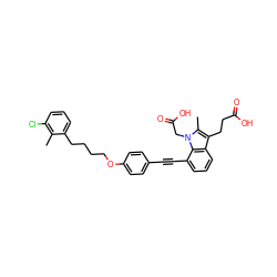 Cc1c(Cl)cccc1CCCCOc1ccc(C#Cc2cccc3c(CCC(=O)O)c(C)n(CC(=O)O)c23)cc1 ZINC000473249643