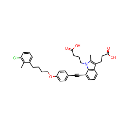 Cc1c(Cl)cccc1CCCCOc1ccc(C#Cc2cccc3c(CCC(=O)O)c(C)n(CCCC(=O)O)c23)cc1 ZINC000473248388