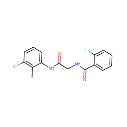 Cc1c(Cl)cccc1NC(=O)CNC(=O)c1ccccc1F ZINC000002871510