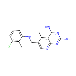 Cc1c(Cl)cccc1NCc1cnc2nc(N)nc(N)c2c1C ZINC000005891390