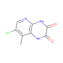 Cc1c(Cl)cnc2[nH]c(=O)c(=O)[nH]c12 ZINC000026665076