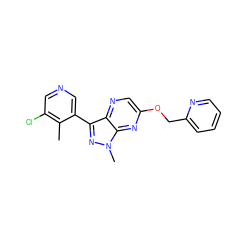 Cc1c(Cl)cncc1-c1nn(C)c2nc(OCc3ccccn3)cnc12 ZINC000103261406