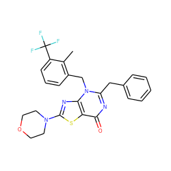 Cc1c(Cn2c(Cc3ccccc3)nc(=O)c3sc(N4CCOCC4)nc32)cccc1C(F)(F)F ZINC000084733431