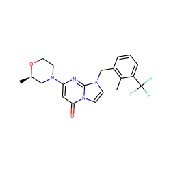 Cc1c(Cn2ccn3c(=O)cc(N4CCO[C@H](C)C4)nc23)cccc1C(F)(F)F ZINC000073296589