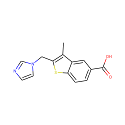 Cc1c(Cn2ccnc2)sc2ccc(C(=O)O)cc12 ZINC000029394726