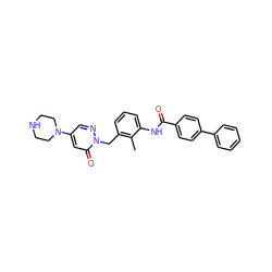 Cc1c(Cn2ncc(N3CCNCC3)cc2=O)cccc1NC(=O)c1ccc(-c2ccccc2)cc1 ZINC000040917485