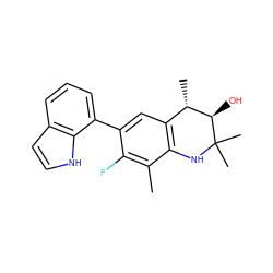 Cc1c(F)c(-c2cccc3cc[nH]c23)cc2c1NC(C)(C)[C@H](O)[C@H]2C ZINC000066097227