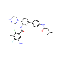 Cc1c(F)c(N)cc(C(=O)Nc2cc(-c3ccc(NC(=O)CC(C)C)cc3)ccc2N2CCN(C)CC2)c1Cl ZINC001772603041