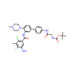 Cc1c(F)c(N)cc(C(=O)Nc2cc(-c3ccc(NC(=O)CNC(=O)OC(C)(C)C)cc3)ccc2N2CCN(C)CC2)c1Cl ZINC001772580039