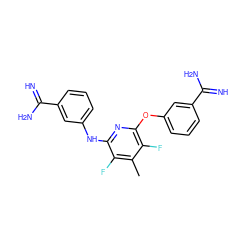 Cc1c(F)c(Nc2cccc(C(=N)N)c2)nc(Oc2cccc(C(=N)N)c2)c1F ZINC000013797456