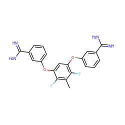 Cc1c(F)c(Oc2cccc(C(=N)N)c2)cc(Oc2cccc(C(=N)N)c2)c1F ZINC000027308125