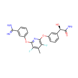 Cc1c(F)c(Oc2cccc(C(=N)N)c2)nc(Oc2cccc([C@@H](O)C(N)=O)c2)c1F ZINC000026500929