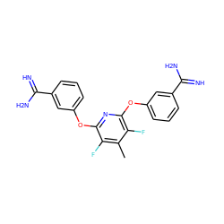 Cc1c(F)c(Oc2cccc(C(=N)N)c2)nc(Oc2cccc(C(=N)N)c2)c1F ZINC000000585999