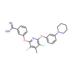 Cc1c(F)c(Oc2cccc(C(=N)N)c2)nc(Oc2cccc(N3CCCCC3)c2)c1F ZINC000027651155