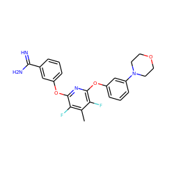 Cc1c(F)c(Oc2cccc(C(=N)N)c2)nc(Oc2cccc(N3CCOCC3)c2)c1F ZINC000013474020