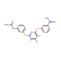 Cc1c(F)c(Oc2cccc(CC(N)=O)c2)nc(Oc2cccc(C(=N)N)c2)c1F ZINC000013473997