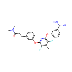 Cc1c(F)c(Oc2cccc(CCC(=O)N(C)C)c2)nc(Oc2cccc(C(=N)N)c2)c1F ZINC000013474004