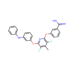 Cc1c(F)c(Oc2cccc(Nc3ccccc3)c2)nc(Oc2cccc(C(=N)N)c2)c1F ZINC000013474016