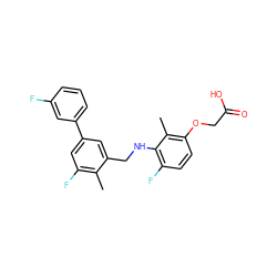 Cc1c(F)cc(-c2cccc(F)c2)cc1CNc1c(F)ccc(OCC(=O)O)c1C ZINC000218851954