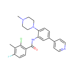 Cc1c(F)ccc(C(=O)Nc2cc(-c3ccncc3)ccc2N2CCN(C)CC2)c1Cl ZINC000653912075