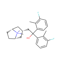 Cc1c(F)cccc1C(O)(C[C@@H]1C[C@@H]2CC[C@H](C1)[N+]2(C)C)c1cccc(F)c1C ZINC000103234810