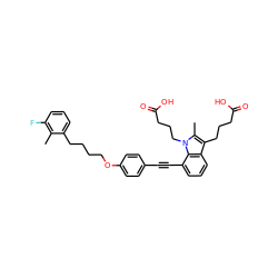 Cc1c(F)cccc1CCCCOc1ccc(C#Cc2cccc3c(CCCC(=O)O)c(C)n(CCCC(=O)O)c23)cc1 ZINC000114183382