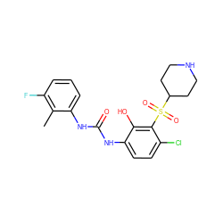 Cc1c(F)cccc1NC(=O)Nc1ccc(Cl)c(S(=O)(=O)C2CCNCC2)c1O ZINC000115477249